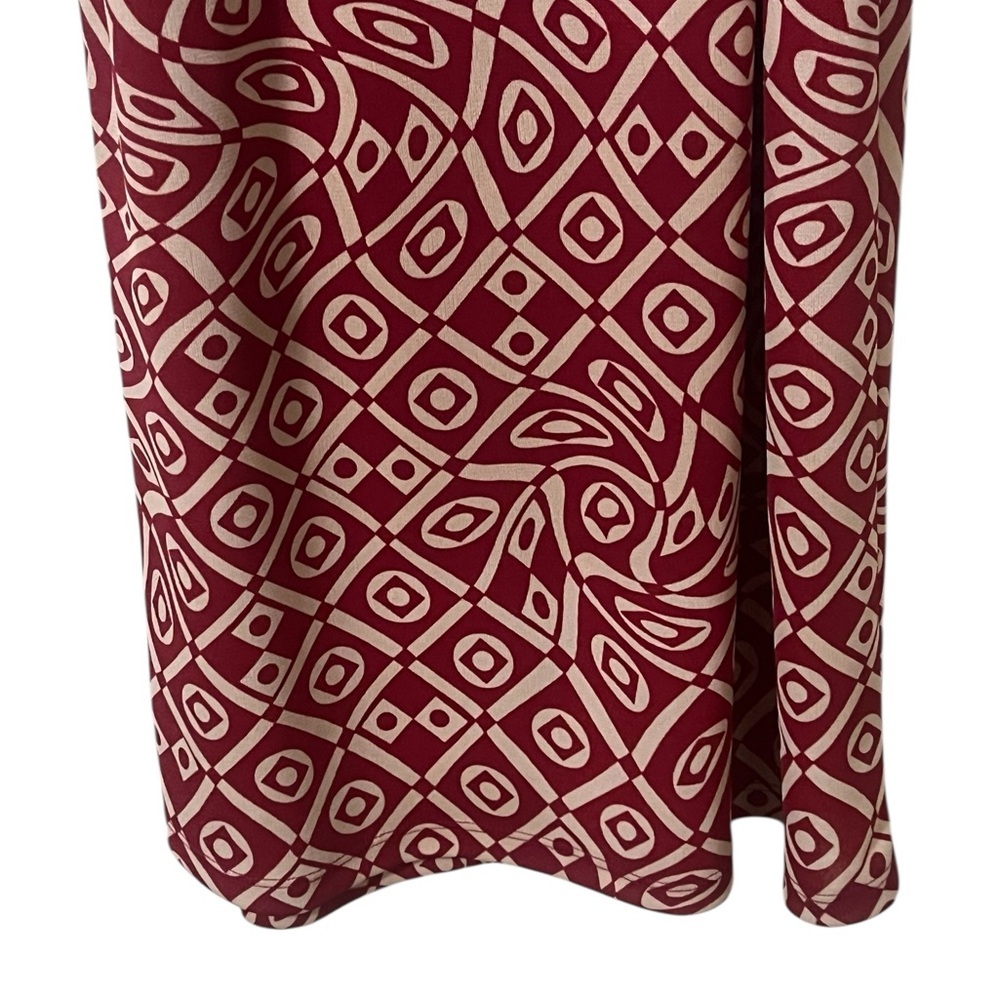 Johnny Was red and tan geometric print long sleeve wrap dress vintage 70s boho - Picture 9 of 15